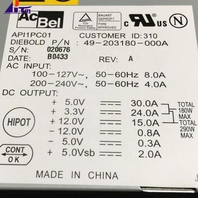 ATM মেশিনের যন্ত্রাংশ Diebold পাওয়ার সাপ্লাই 300W 49203180000A